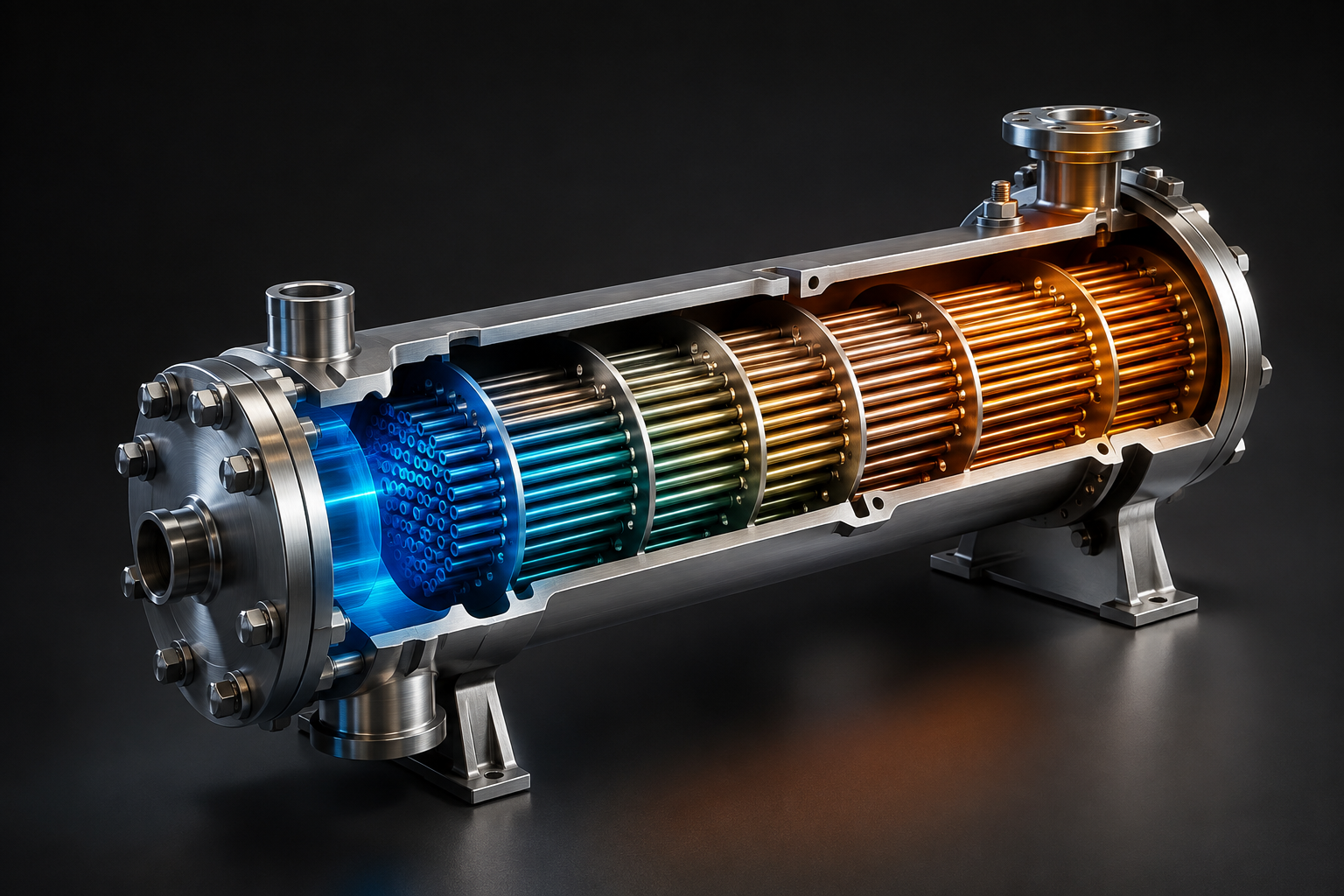 Illustrative heat exchanger cutaway